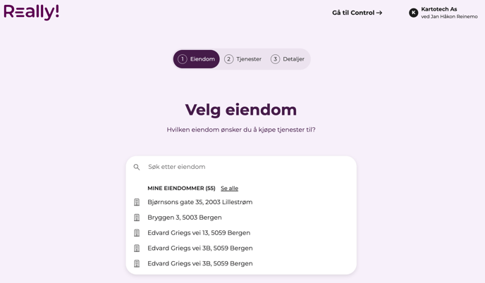 2. Velg eiendom