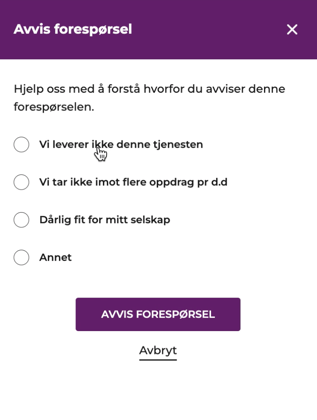 6. Avvis forespørsel